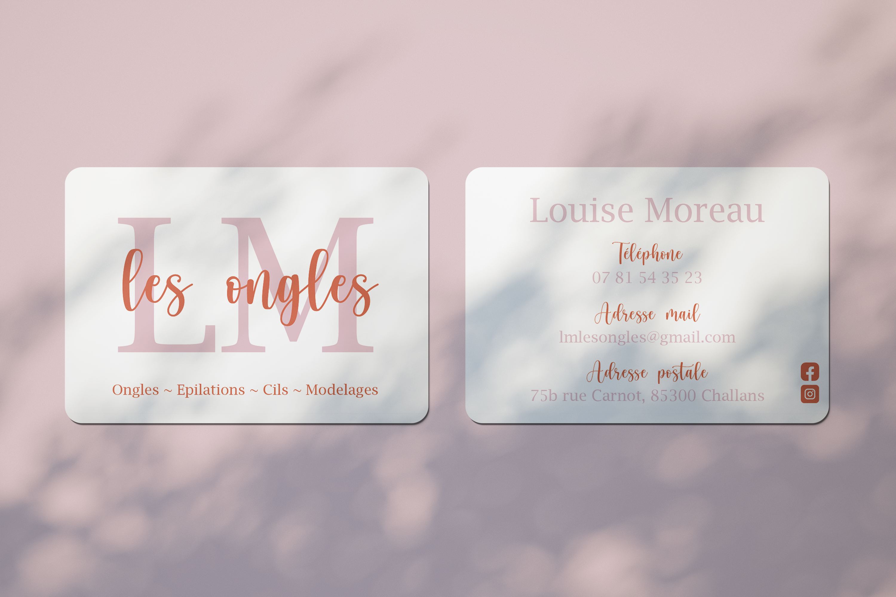 Cartes de visite de LM les ongles recto et verso