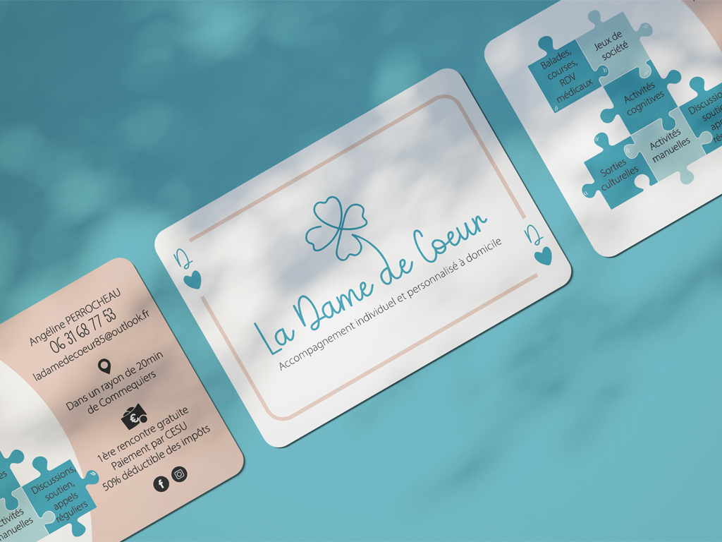 Cartes de visite recto de la Dame de Cœur réalisées par Solécla
