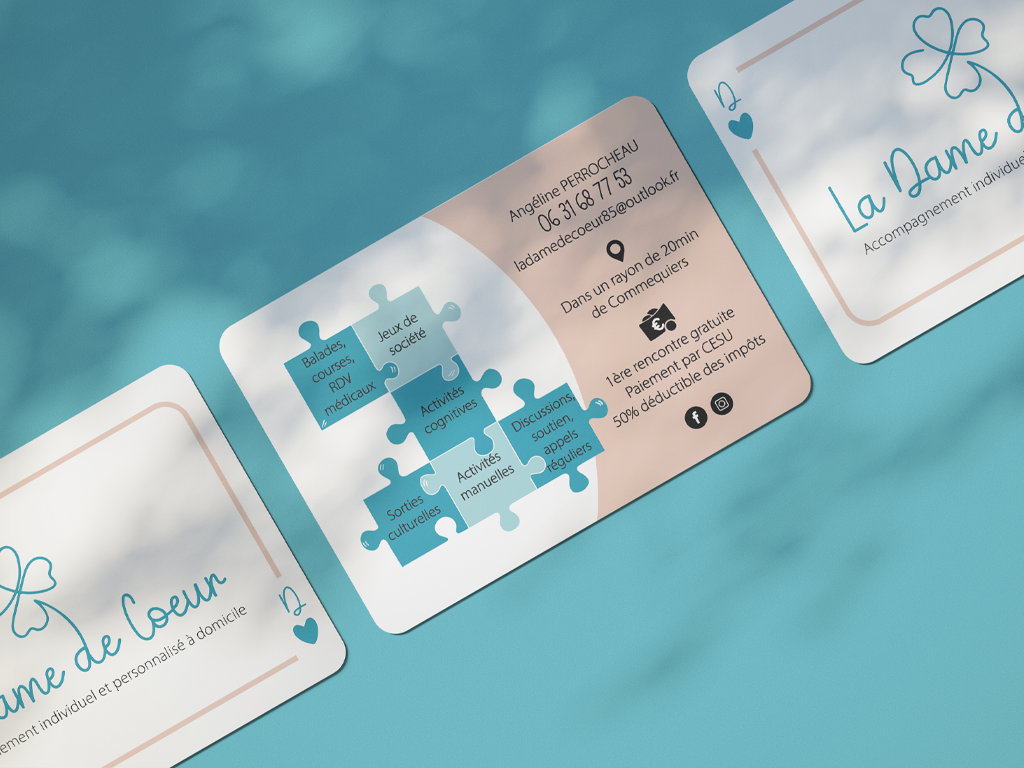 Cartes de visite verso de la Dame de Cœur réalisées par Solécla